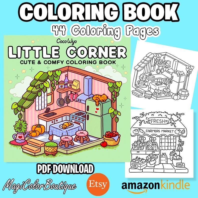 Little Corner: Coloring Book for Adults and Teens, Super Cute Designs of Cozy, Hygge Spaces for Relaxation