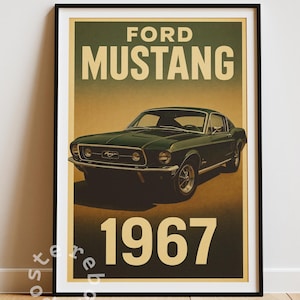 1967 Ford Mustang-autoposter: vintage autokunst (digitale download)