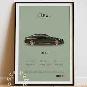 BMW M5 CS Car Poster | Km & Miles Car Poster | Car | Home Decor | Wall Decor | Premium Print | Digital Poster