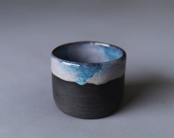 Ceramic tumbler | Handmade minimalistic cup | Black clay handleless mug