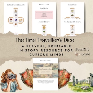 Gioco del viaggiatore del tempo per bambini e adulti, storia divertente da stampare, risorse di apprendimento per le scuole, risorse per la scuola domestica, storia dell'Inghilterra