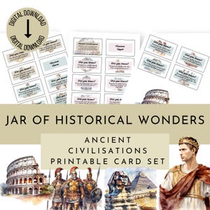 Cartes d'histoires à imprimer sur les civilisations anciennes, Cartes de faits pour les enfants, Faits sur l'empire romain, Faits sur la Grèce antique, Faits sur l'Egypte ancienne