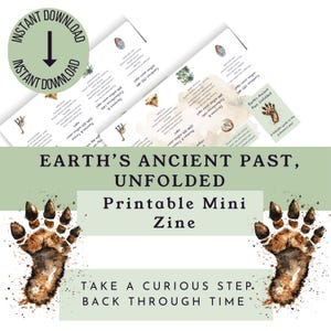 Afdrukbare geschiedenis van de aarde mini-zine, paleontologie-informatieblad, mini-zine afdrukbaar, geologie afdrukbaar, kortstondige tijdschrift, mini-zine voor kinderen