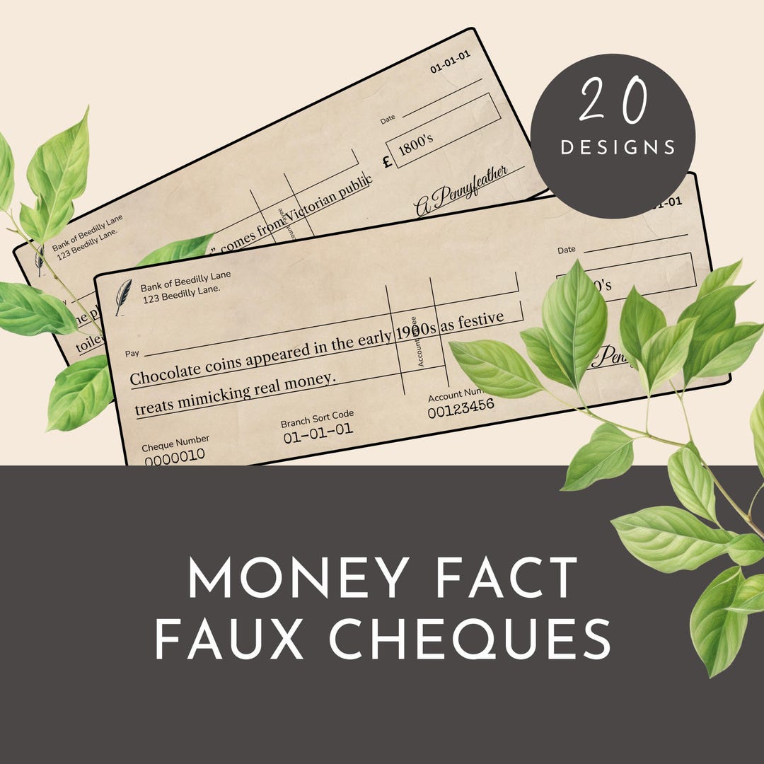 Vintage Money Fact Cards, Faux Cheque Money, Printable History Cards ...