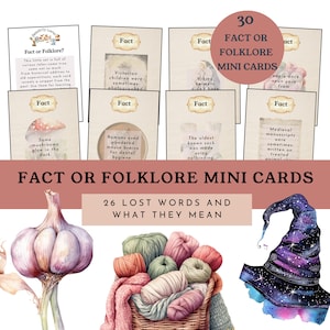 Carte di fatti o folklore per bambini, Pacchetto di carte di fatti o finzione storica, Carte vero o falso, Mini carte, Carte didattiche, Apprendimento senza tecnologia