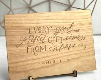 Wooden Scripture Plaque with Easel