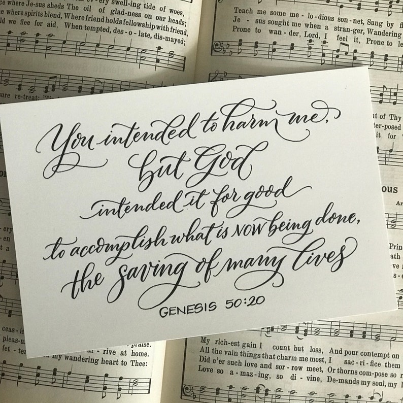 Genesis 50:20 Hand-Lettered Scripture Print Bella Scriptura Collection from Paperglaze Calligraphy image 2