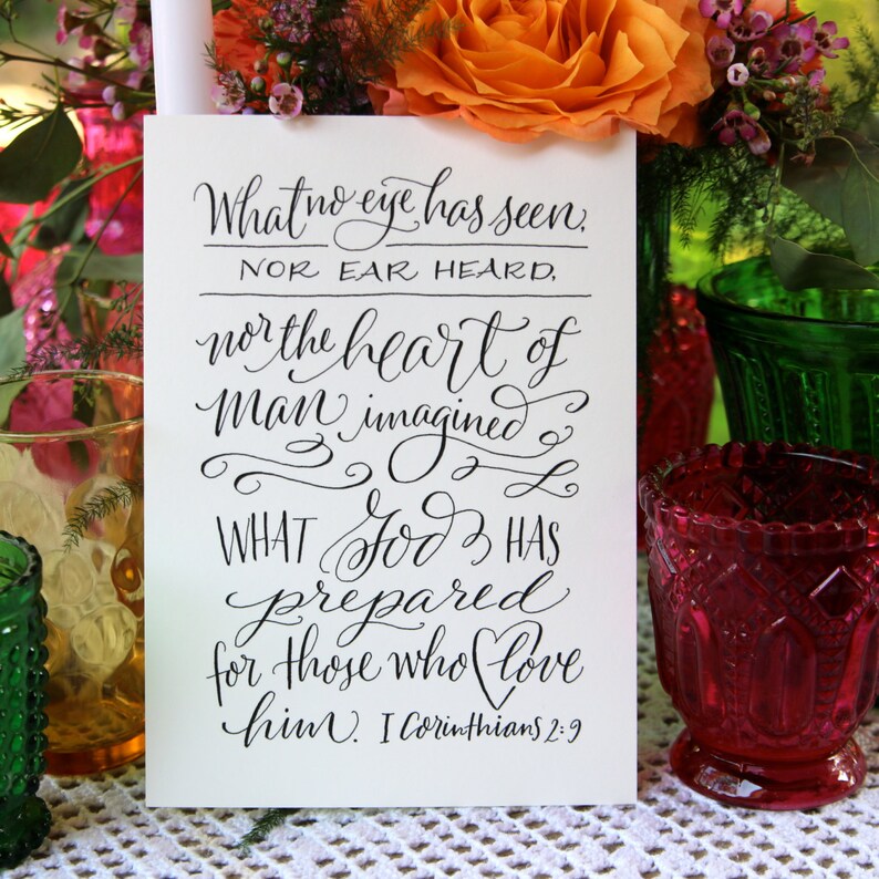 I Corinthians 2:9 Hand-Lettered Scripture Print Bella | Etsy