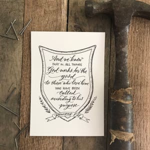 Romans 8:28 Hand-Lettered Scripture Print Bella Scriptura Collection from Paperglaze Calligraphy image 2