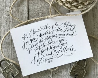 Jeremiah 29:11 - Hand-Lettered Scripture Print - Bella Scriptura Collection from Paperglaze Calligraphy