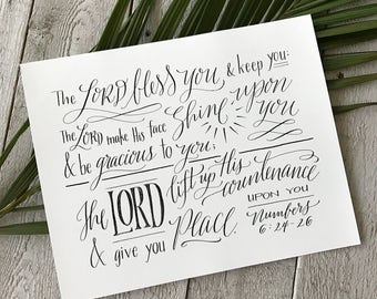 Numbers 6:24-26 - Hand-Lettered Scripture Print - Bella Scriptura Collection from Paperglaze Calligraphy