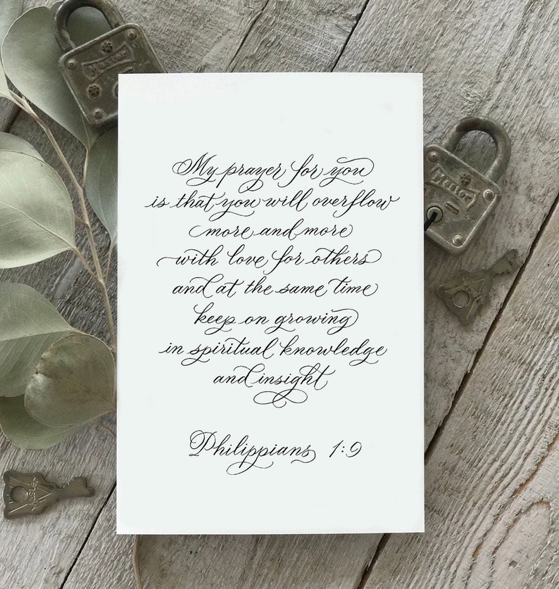 Philippians 1:9 Hand-Lettered Scripture Print Bella Scriptura Collection from Paperglaze Calligraphy image 2