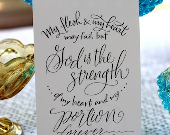 Psalm 73:26 - Hand-Lettered Scripture Print - Bella Scriptura Collection from Paperglaze Calligraphy