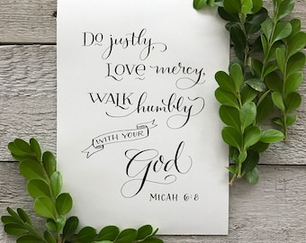 Micah 6:8 - Hand-Lettered Scripture Print - Bella Scriptura Collection from Paperglaze Calligraphy