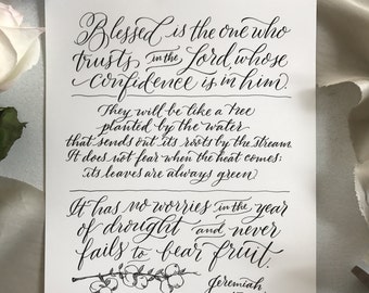 Jeremiah 17:7-8 - Hand-Lettered Scripture Print - Bella Scriptura Collection from Paperglaze Calligraphy