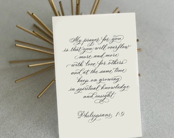 Philipper 1: 9 - Handgeschriebener Schriftdruck - Bella Scriptura Kollektion von Paperglaze Calligraphy