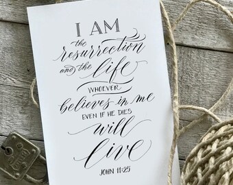 John 11:25 - Hand-Lettered Scripture Print - Bella Scriptura Collection from Paperglaze Calligraphy