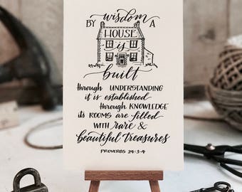 Proverbs 24:3-4 - Scripture Print - Bella Scriptura Collection from Paperglaze Calligraphy