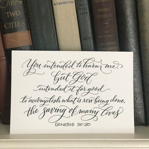 Genesis 50:20 Hand-Lettered Scripture Print Bella Scriptura Collection from Paperglaze Calligraphy image 1