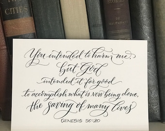 Genesis 50:20 - Handgeschriebener Schriftdruck - Bella Scriptura Kollektion von Paperglaze Calligraphy