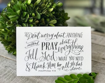 Philippians 4:6 - Hand-Lettered Scripture Print - Bella Scriptura Collection from Paperglaze Calligraphy