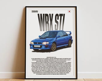 Plakat Subaru WRX STI 22B – wydruk vintage JDM Car, cyfrowa grafika ścienna do pobrania