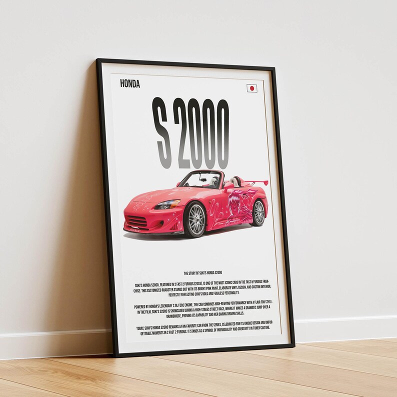 S2000 Poster Honda S2000 Poster, F&F Honda S2000 Poster, Digital Download, Vintage ...