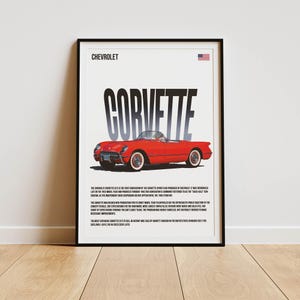 Corvette Poster, Chevrolet Poster ,Digital Download, Vintage Car Poster, Old Car Print, Art Print, Poster, Home Decor, Wall Decor