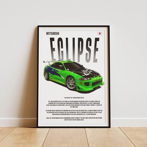MITsubishi Eclipse Poster, F & F Eclipse Poster, digitaler Download, Vintage Car Poster, Altes Auto Druck, Kunstdruck, Poster, Home Decor, Wand Dekor,