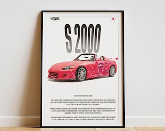 Honda S2000 'Fast & Furious' Car Poster: Automotive Art Print (Digital Download)