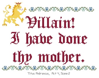 Shakespearean Insult Digital Cross Stitch Pattern