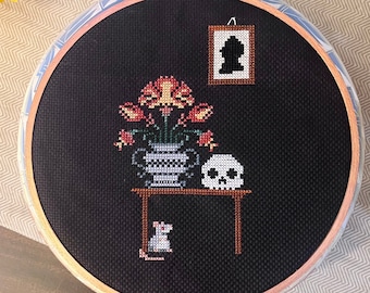 Creepy, Gothic Table Decor Digital Cross Stitch Pattern