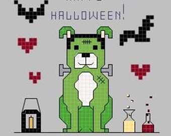 Happy Halloween Frankenstein's Dog Pitbull Digital Pattern