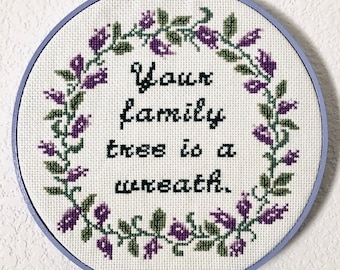 Your Family Tree Is A Wreath DIGITAL Cross Stitch PATTERN