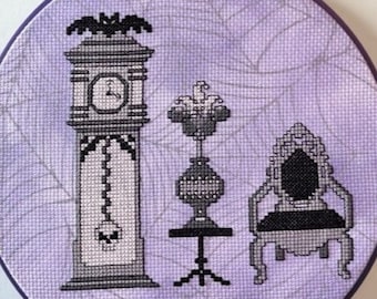 Creepy, Kooky Parlor, Digital Cross Stitch Pattern