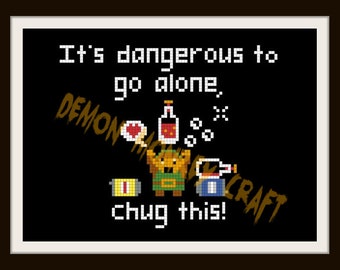 Drunken Link Legend of Zelda EASY DIGITAL PATTERN For Cross Stitch