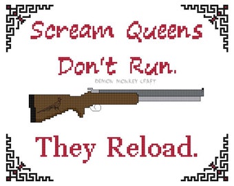 Scream Queens Don't Run Digital Cross Stitch Pattern