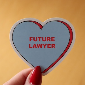 Future Lawyer Pre Law Candy Heart Vinyl Sticker Blue/Pink