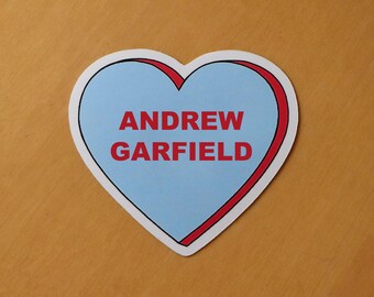 Andrew Garfield Candy Heart Vinyl Sticker Blue/Pink