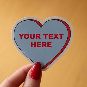 Aangepaste tekst Candy Heart vinylsticker blauw/roze aanpasbare sticker