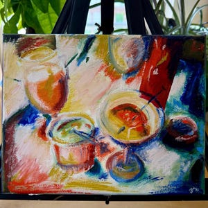 Birthday Aftermath 8x10” Original Oil Painting Abstract Still Life