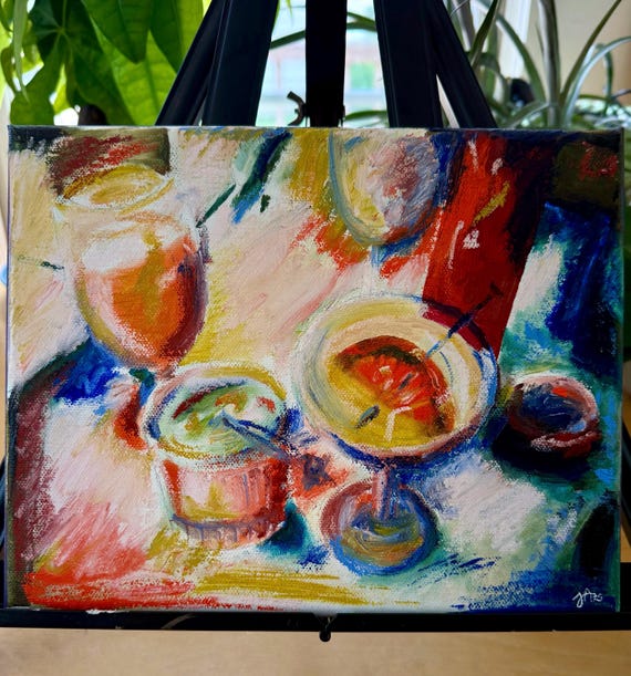 誕生日の余波 8x10インチ オリジナル油絵 抽象静物画 - Etsy 日本