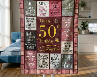 Custom 50th Birthday Blankets Gifts for Women, Birthday Gift for Friends, Family, Grandma