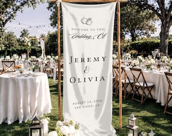 Personalized Wedding Welcome Sign, Cotton Linen Wedding Tapestry Banner, Bridal Showers & Special Events, Anniversary Banner, Wedding Decor