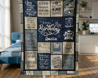 Custom Birthday Gifts, Custom Name Blanket Birthday Gifts for Women, Birthday Keepsake for Friend, Family