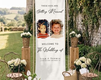 Wedding Welcome Sign, These Kids Are Getting Married Tapestry Decor, Custom Wedding/Engagement Tapestry Gift