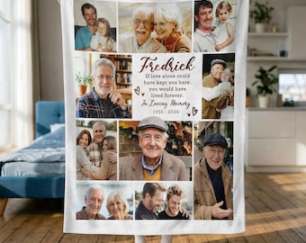 Personalized Memorial Photo Collage Blanket, Custom In Loving Memory Sympathy Keepsake