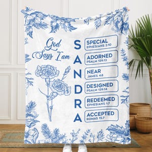 Personalized God Says I Am Blanket, Faith Blanket with Name, Custom Christian Bible Verse Throw, Christmas Blanket, Newlywed Gift