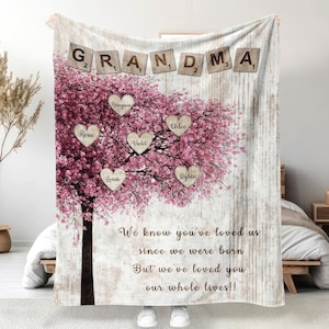 Oma Decke, Wir lieben dich unser ganzes Leben Oma Decke, Stammbaum personalisierte Decke, Weihnachtsgeschenk für Oma, Oma Geschenk