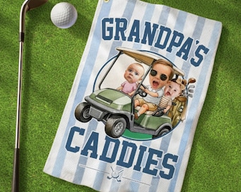 Personalized Grandpa Golf Towel, Custom Grandpa's Caddies Golf Gift from Kids, Father's Day Gift for Dad, Grandparent